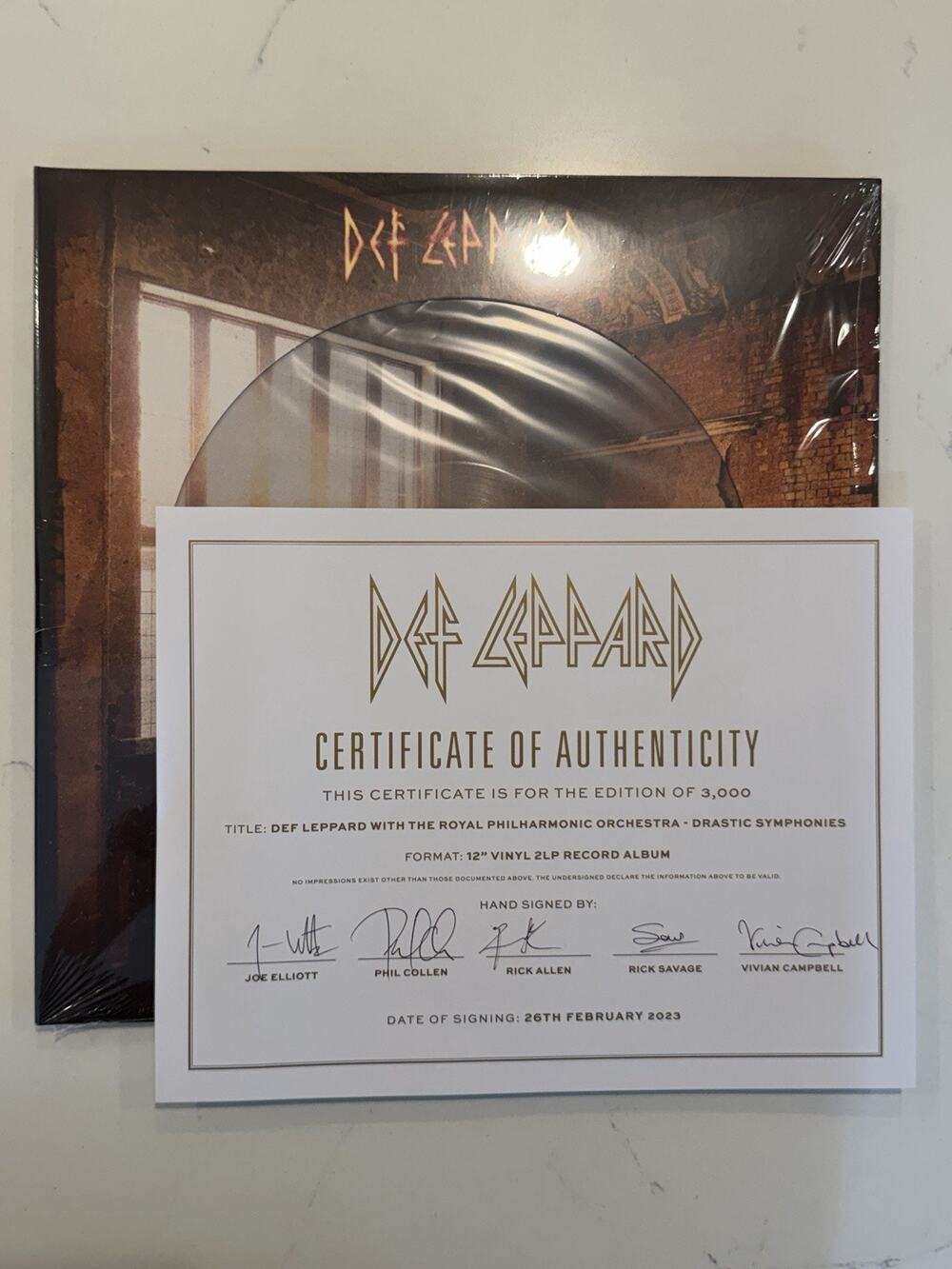DEF LEPPARD AUTOGRAPH SIGNED DRASTIC SYMPHONIES COA & PICTURE DISC VINYL LP #5